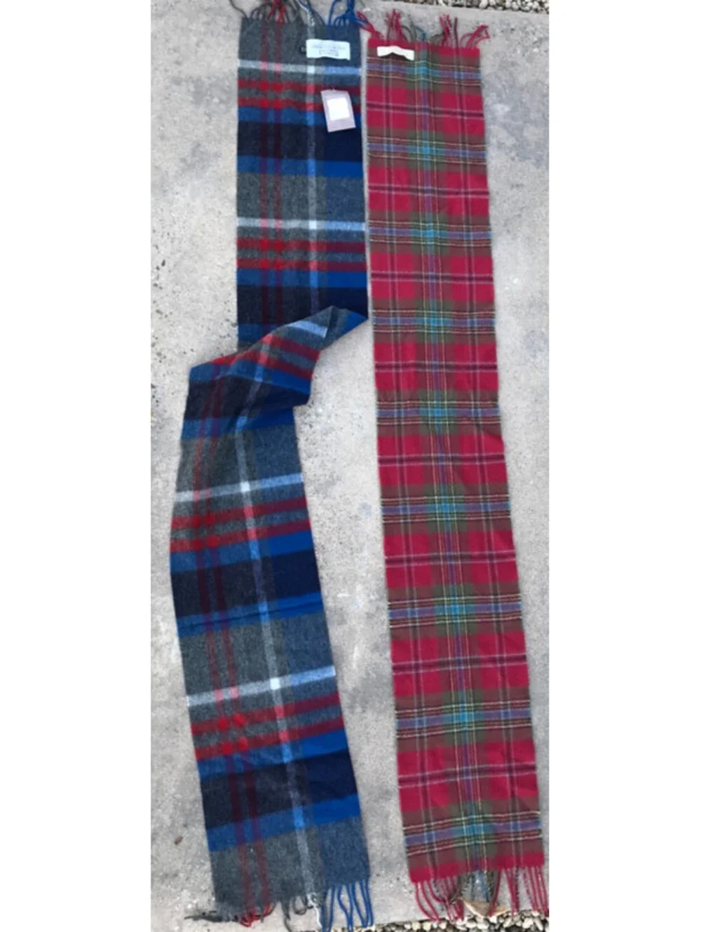 New Aran Islands Ireland Scarf and Used LOCHARRON both 100% Lambswool Plaid 9.5W